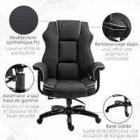Vinsetto Fauteuil de Bureau Gamer Chaise de bureau Chaise pour ordinateur Ergonomique avec Hauteur réglable Dossier Bascule et Inclinable Pivotante à 360° - 76L x 80l x 118-124H cm - Noir(m-8)