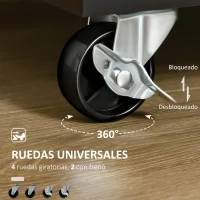 HOMCOM Mueble Auxiliar de Cocina con Ruedas 2 Cajones 2 Puertas Estante Ajustable y Toallero 104x46x91 cm Negro(m-5)