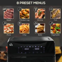 HOMCOM 8L 200°C Double Air Fryer, with 8 Preset Menus and Digital Display - Gold Tone/Black(m-5)