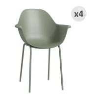 Outsunny Set 4 Sedie da Giardino con Piedini Antiscivolo, in PP e Acciaio, 59x55x84 cm, Verde(m-10)