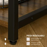 HOMCOM Scrivania Pc con Scaffale e Cassetti in Legno Truciolato e Metallo, 140x50x110cm(m-5)
