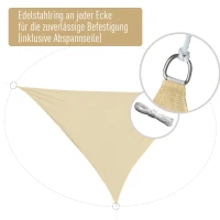 Outsunny Sonnensegel Sonnendach Sonnenschutz Dreiecke HDPE Beige 4 x 4 x 4 m(m-5)