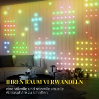 HOMCOM Vorhang mit 400 LED-Lichtern, Dynamische Lichterketten mit Musiksynchronisation für Schlafzimmer, Wohnzimmer, 3 x 3 m(m-7)