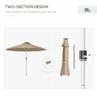 Outsunny 3m Parasol, with Solar-Powered LED Lights - Khaki(m-7)