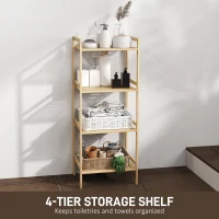HOMCOM Four-Tier Bamboo Adjustable Shelf Storage Unit(m-4)