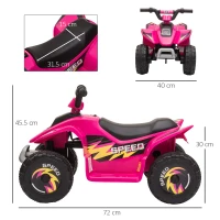 HOMCOM Quad per Bambini Elettrico con Batteria Ricaricabile 6V, e Velocità 2.8-4.6km/h, 72x40x45.5 cm, Rosa(m-3)