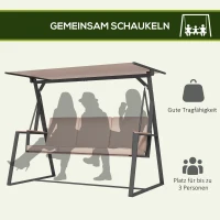 Outsunny Hollywoodschaukel Gartenschaukel 3-Sitzer-Schaukel, mit Sonnendach, wetterbeständig, Beige + Schwarz(m-4)