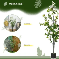 HOMCOM Pianta Finta Albero Camelia con Vaso e 25 Fiori per Interno ed Esterno, Altezza 150cm(m-6)