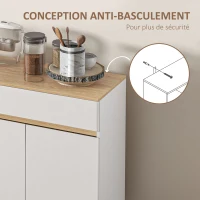 HOMCOM Buffet meuble de rangement cuisine style scandinave 1 placard double porte 1 tiroir et 4 niches étagères réglables blanc(m-7)