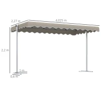 Outsunny Standmarkise, 360°-Drehsystem, ausziehbar, Kordelzug, khaki, 402,5 x 227 x 220 cm(m-3)