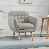 HOMCOM Butaca Moderna con Patas de Madera Sillón Individual estilo Nórdico Acolchado para Salón Dormitorio 71x62x78 cm Beige(m-7)