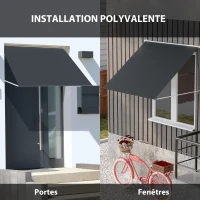 Outsunny Store banne manuel auvent rétractable Inclinaison réglable 150 x 120 cm protection UV aluminium polyester gris foncé(m-6)