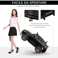 HOMCOM Macchina Elettrica per Bambini 3-5 Anni Mercedes con Cintura di Sicurezza e Telecomando, Nero(m-7)