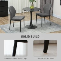 HOMCOM Velvet Dining Chairs Set of 2, Modern Armless Upholstered Kitchen Chairs with Metal Legs, Curved Back and Padded Seat, for Dining Room, Bedroom, Living Room, Grey(m-6)