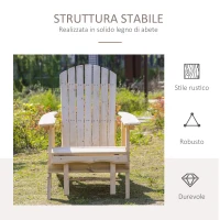 Outsunny Sedia a Sdraio Adirondack da Giardino Pieghevole Regolabile con Poggiapiedi 70 x 175 x 89cm(m-6)