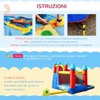 Outsunny Castello Gonfiabile 4 in 1 per Bimbi 3-8 Anni con Scivolo e Piscina, 290x270x230cm(m-6)
