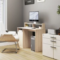 HOMCOM Escritorio con Estantería Moderno Escritorio con Compartimentos Abiertos Soporte para Monitor 108x50x94 cm Natural(m-7)