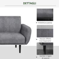 HOMCOM Divano Letto 3 Posti con Schienale Reclinabile a 3 Livelli in Tessuto, 208x84x82cm, Grigio(m-6)