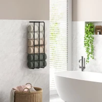 HOMCOM Toallero de Pared con 3 Barras y Marco de Metal Soporte de Toallas para Hotel 21x12x74 cm Negro(m-7)