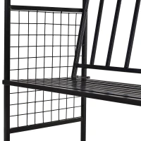 Outsunny Pflanzbogen mit Bank Sitzbank Torbogen Rankgitter Rankhilfe Garten Bogendach Metall Schwarz 154 x 60 x 205 cm(m-12)