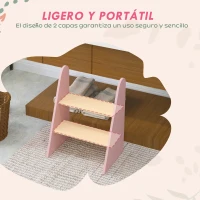 AIYAPLAY Taburete para Niños de 2 Peldaños Torre de Aprendizaje para Niños de +3 Años para Baño Cocina Librería Dormitorio Rosa(m-5)