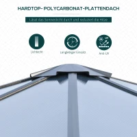 Outsunny Pavillon mit Polycarbonatdach, Vorhänge mit Fliegennetz, Alugestell, grau, 3 x 3 x 2,6 m(m-4)