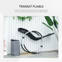 Outsunny Chaise Longue à Bascule Pliable Rocking Chair Design Contemporain avec Matelas revêtement Aspect Daim métal textilène Gris Noir(m-5)