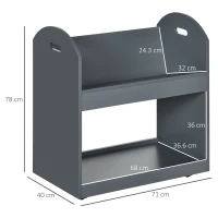 HOMCOM 2-Tier Storage Shelves, Kitchen Cart Shelf Unit with Wheels for Dining & Living Room, Home Study, Grey(m-3)