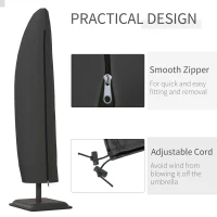 Outsunny Parasol Cover, 600D Oxford Cantilever Umbrella Cover Fit for 2-4m Parasol, Banana Umbrella Protector with Zipper for Outdoor Garden, Patio, Black(m-5)