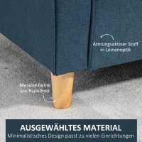 HOMCOM Zweisitzer-Sofa, komfortabel, 141x70x78 cm, Blau(m-5)