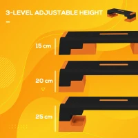 SPORTNOW 15cm/20cm/25cm Exercise Stepper for Home Workout, Aerobic Step Platform - Orange(m-4)