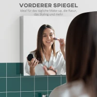 kleankin Spiegelschrank, Badschrank, 2 Spiegeltüren, 3 Innenböden, Edelstahl, Farbe: Silber, 54 x 13 x 60 cm(m-5)