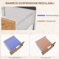 HOMCOM Cassettiera Ufficio a 2 Cassetti con Chiavi di Sicurezza e 5 Ruote, Legno, 42x40x60 cm, Bianco e Legno(m-5)