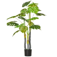 HOMCOM Monstera Pianta Artificiale per Interno ed Esterno, Pianta Finta Realistica con 20 Foglie, 120cm(m-10)