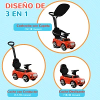 AIYAPLAY Correpasillos con Licencia Bentley Bentayga con Asa de Empuje y Toldo Desmontables Música Bocina Rojo(m-4)