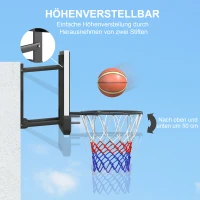 SPORTNOW Basketballkorb für Wandmontage, gefederter Korb, bruchsichere Rückwand, Schwarz(m-5)