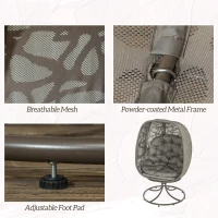 Outsunny Swivel Egg Chair with Cushions, Foldable Basket Seat and Metal Frame, Indoor Outdoor Lounge Chair for Balcony, Poolside, Patio and Living Room, Sand Brown(m-7)