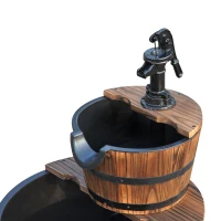 Outsunny Kaskadenbrunnen 2-stufig Gartenbrunnen Zierbrunnen Zimmerbrunnen Wasserspiel Wasserfall Wasserpumpe Tannenholz Dunkelbraun 44,5 x 44,5 x 58,5 cm(m-9)