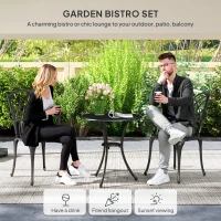 Outsunny 3 Pieces Garden Dining Set for 2, Cast Aluminium Outdoor Dining Set with 2 Armchairs and Round Dining Table with Parasol Hole, Garden Furniture Set, Bronze Tone(m-4)
