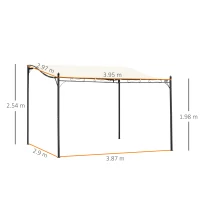 Outsunny 4 x 3 Meters Canopy Metal Wall Gazebo Awning Garden Marquee Shelter Door Porch - Cream(m-3)