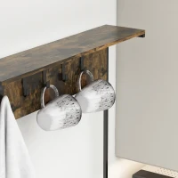 HOMCOM Coat Stand, Industrial Coat Rack with Shoe Storage, Free Standing Hall Tree with 5 Hooks, 5 Shelves and Steel Frame for Hallway, Entryway, Rustic Brown(m-8)