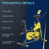 HOMCOM Stationary Exercise Bike 6kg Flywheel Indoor Gym Office Cycling Cardio Workout Fitness Bike Adjustable Resistance LCD Monitor Pad and Bottle Holder Yellow(m-7)