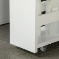 kleankin Chariot de rangement à 3 niveaux chariot de stockage étagère sur roulettes pour cuisine étroite salle de bain buanderie bureau avec poignée - 48 x 15 x 80 cm blanc(m-9)