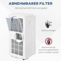 HOMCOM Mobile Klimaanlage 3-in-1 Entfeuchtung 10K BTU 24h Timer Fernbedienung ABS(m-7)