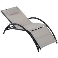 Outsunny Tumbona Aluminio de Jardín Reclinable con Respaldo Ajustable de 5 Niveles Reposapiés Regulable y Reposacabezas Extraíble para Terraza Balcón Exterior 66x152x81 cm Beige(m-1)