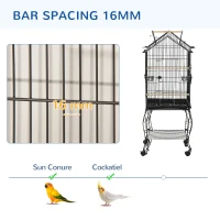 PawHut Large Metal Bird Parrot Cage Budgie Cage Aviary Finch Cockatiel Birds Stand Feeding Station Stand w/ Wheels 53L x 53W x 147H cm(m-6)