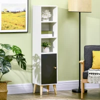 kleankin Bathroom Storage Cabinet, Bathroom Floor Standing Tallboy Unit with Adjustable Shelves and Cabinet, White(m-10)