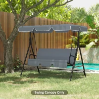 Outsunny Garden Swing Canopy Replacement 2/ 3 Seater Swing Seat Replacement Cover, UV50+ Sun Shade Canopy Only, Dark Grey(m-2)
