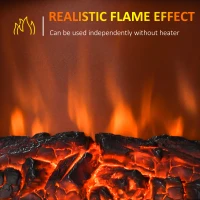 HOMCOM Contemporary Electric Fireplace Coal Burning Flame Effect Inset Fire Place Space Heater Glass View LED Lighting with Remote Control, 1000W/2000W, Silver(m-6)