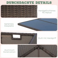 Outsunny Polyrattan Sitzgruppe Essgruppe 9 tlg. mit Kissen Gartenmöbel Alu Braun(m-5)